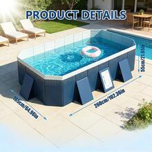 Foldable Above Ground Pool, No Inflation Required & Easy Setup, Sturdy Panel Structure For Stability, Large Capacity For Family Use, Multi-Use For Family, Pets & Outdoor Cooling, Portable Collapsible Design For Compact Storage, Ideal For Backyard, Patio & Garden Summer Water Fun, Durable Leak-Proof Construction, Perfect Outdoor Water Entertainment Equipment For Gatherings & Pet Bathing - Bể bơi gia đình cỡ lớn, không bơm hơi, màu xanh lam nhạt, đường kính 2,6 mét. - Xem 1