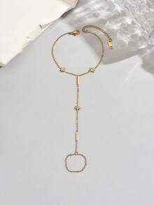 LIEBEIRIS 1 pièce Bracelet anneau de doigt en acier inoxydable octogonal plaqué or 18 carats, convient pour le port quotidien des femmes et comme cadeau - Or jaune - Voir 4