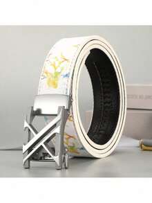 1 chiếc thắt lưng nam mới mùa Thu/Đông, khóa tự động bằng hợp kim chất lượng cao, thắt lưng quần nam công sở, thiết kế kẻ caro tối giản. - Nhiều màu - Xem 6