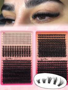 Fengxiu Eyelash 680 Clusters D Curl Lash Book, 50+60+80+100D Fluffy Wispy False Eyelashes DIY Lash Extensions Kit, Super Voluminous Soft Reusable Individual Lashes For Eye Makeup, Natural Thick Eye Lashes Beauty Set - View 2