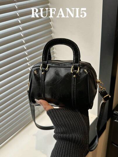 Fashionable New Solid Color Mini Hand-Held Boston Bag, Leather Soft And Smooth Classic Women's Diagonal Shoulder Bag, Suitable For Shopping, Wallets, Shopping, Young Women, College Students, Newcomers, And White-Collar Workers. They Are Very Suitable For Offices, Universities, Work, Business, Commuting, Outdoor Activities, Travel, And Outings