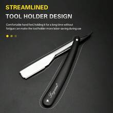 Bộ dụng cụ chăm sóc cá nhân tại nhà và salon dành cho nam và nữ, bao gồm dao cạo thẳng gấp gọn và lưỡi dao hai cạnh siêu mỏng, sắc bén bằng thép không gỉ. - đen - Xem 3