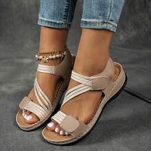 Orthopedic Wedge Sandals Women 2026 Wide Width Platform Sandals With Arch Support Ankle Strap Casual Summer Open Toe Hollow Out Comfortable Vacation Shoes - 卡其色 - 查看 4