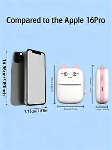 1 pièce Imprimante de poche portable mini, imprimante thermique sans fil, imprimante d'étiquettes pour étiquettes, reçus, photos, notes, imprimante thermique compacte intelligente sans encre, rechargeable par USB - Design mignon de dessin animé, avec batterie 1200 mAh, cadeau réfléchi pour la famille et les amis pour les vacances et les anniversaires - Multicolore-01 - Voir 2