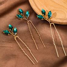 3件套简约水晶手工发夹，新娘婚礼头饰 - 彩色 - 查看 4