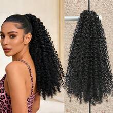 Tóc nối đuôi ngựa dài 22 inch, kiểu xoắn sâu, có dây rút, phù hợp cho nữ, làm từ chất liệu tổng hợp, kiểu tóc xoăn châu Phi. - Nhiều màu - Xem 11