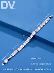 DV JEWELRY 1 chiếc vòng tay mạ vàng trắng Zirconia sang trọng dành cho nữ, trang sức thanh lịch cho ngày hẹn hò, đám cưới, tiệc tùng, quà tặng kỷ niệm - Hồng - Xem 4