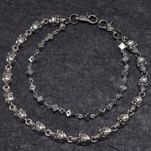 1件双层骷髅骰子金属腰链，朋克摇滚风牛仔裤配饰，独特骰子骷髅裤链 - 銀色 - 查看 9