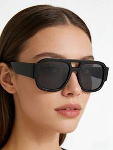 1 chiếc kính thời trang nữ kiểu dáng retro vuông gọng đôi màu đỏ, phù hợp để đeo hàng ngày và chụp ảnh đường phố. - Nhiều màu - Xem 3