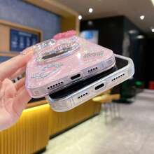 SANRIO 时尚创意手机壳，防水防震材质，激光全息爱心，3D水钻猫咪头像，水钻蝴蝶结，动漫风，奢华闪亮，可爱时尚，兼容苹果17系列、11/12/12 Pro、13/14/15、13 Pro/14 Pro/15 Pro、12 Pro Max/13 Pro Max/14 Pro Max/15 Pro Max、16、16 Pro、16 Pro Max、17、17 Pro、17 Pro Max手机壳及保护套，节日、情人节最佳礼物 - 粉色 - 查看 3