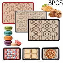 3 Tấm lót nướng bằng silicon, chống dính, chịu nhiệt, thích hợp làm bánh macaron, có thể rửa bằng máy rửa chén, dụng cụ làm bánh nhà bếp. - Xem 1