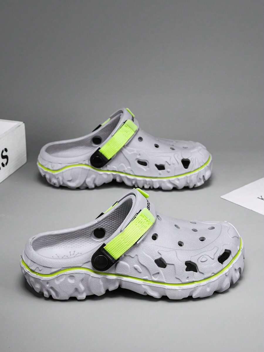 Men's Outdoor Sports Anti-Slip Quick-Drying Fashionable Breathable Sandals, Suitable For Teenagers, Water Sports, Beach, Hollow Design - Grey - View 1