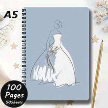 Cuaderno de espiral tamaño A5 para la novia, hecho de papel cuadriculado de alta calidad, lomo duradero, adecuado para el diario de preparación de la boda, recuerdo de la pareja recién casada, regalo nupcial y recuerdo de la boda - C - Ver 1