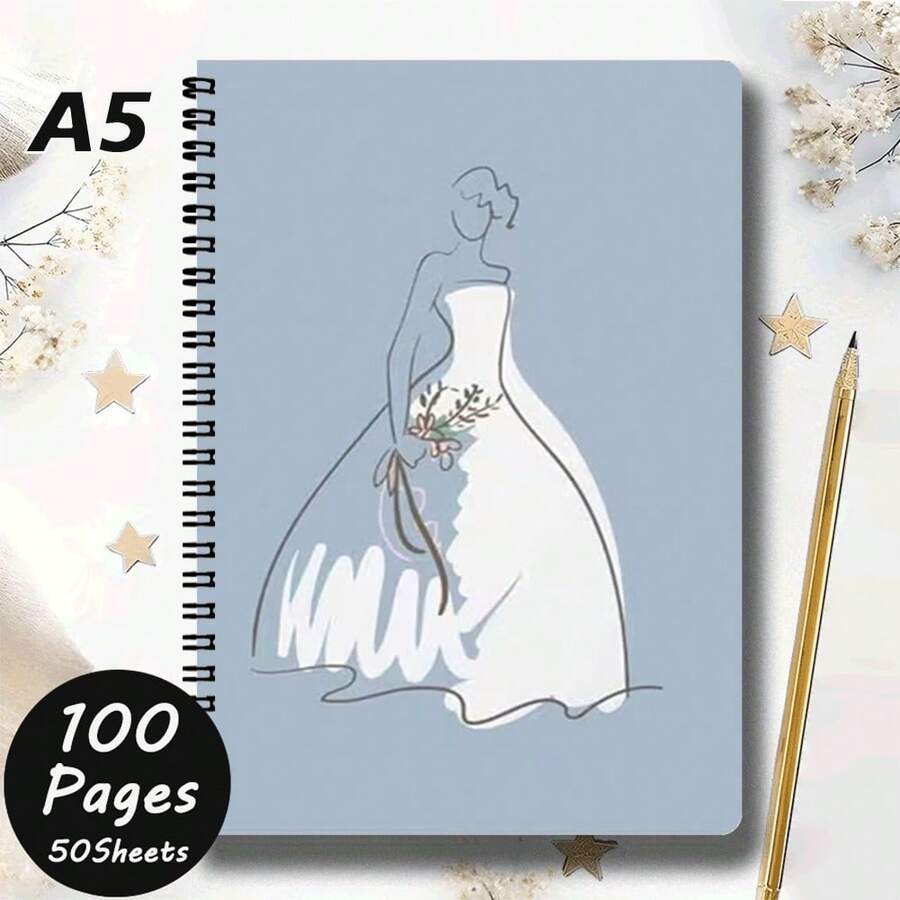 Cuaderno de espiral tamaño A5 para la novia, hecho de papel cuadriculado de alta calidad, lomo duradero, adecuado para el diario de preparación de la boda, recuerdo de la pareja recién casada, regalo nupcial y recuerdo de la boda - C - Ver 1