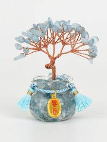 Árbol de bonsái de cristal de piedras preciosas - Buena suerte y sanación para el hogar y el escritorio - Mostaza Amarilla - Ver 10