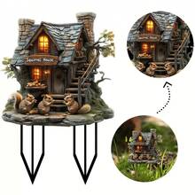2D acrilic veveriță grădină castel gazon țăruș de grădină în aer liber curte decor - A - Vizualizare 4