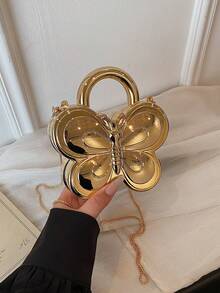 Túi xách mini hình bướm bằng acrylic mới, túi dự tiệc sang trọng thời trang có dây đeo xích, túi đeo vai và đeo chéo. - Vàng - Xem 6