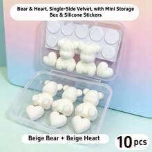 10pcs Plush Bear Heart Shaped Decor Set, With Adhesive Tape And Storage Box, Multi-Color Resin Pendant For DIY Jewelry And Phone Case Crafting - Multicolor - View 14