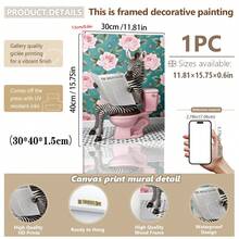 1pc, Canvas Wall Art, Framed Wall Art, Fun Zebra On The Toilet Poster, Tropical Plant Bathroom Art, Pink Poster, Zebra Reading The Newspaper, Bathroom And Toilet Animal Decor, Modern Aesthetic Decor, Apartment Decor, Stylish Home Decor, Room Decor Aesthetics, Dorm Room Decor, Living Room Decor, Bathroom Decor, Kitchen Decor, Decorative Gifts, Housewarming Gifts - Zebra - View 12