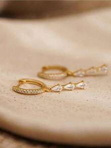 1Pair Dangle Earrings For Women, Preppy Stocking Stuffers For Women Christmas Gifts Dainty Gold Earrings Drop Earrings For Women Hypoallergenic Long Gold Huggie Hoop Earring Small Formal Prom Earring Waterproof Fashion Women Jewelry Hypoallergenic Waterproof Long Gold Huggie Hoop Design, Dainty Small Formal Prom Jewelry, Perfect Preppy Stocking Stuffers Christmas Gift, Daily Wear Party Date Night Accessory - Bạc - Xem 6