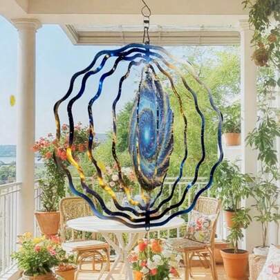 1 Stück "Brillanter Nebelwirbel" 3D, 25,5 cm/10 Zoll * 25,5 cm/10 Zoll mit rotierendem Haken, 360° DIY kreative Windspiel Hängedekoration für Balkon, Garten, Frühling & Sommer