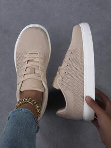 Giày nữ thường ngày, giày thể thao thời trang, giày trượt ván phong cách đường phố nhẹ. - Màu Khaki - Xem 1