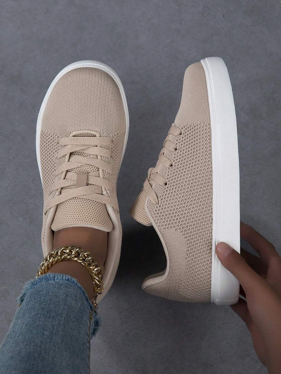 Giày nữ thường ngày, giày thể thao thời trang, giày trượt ván phong cách đường phố nhẹ. - Màu Khaki - Xem 1