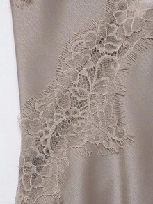 Seelio 新款女士时尚蕾丝装饰性感内衣风上衣夏季款 - 卡其色 - 查看 8