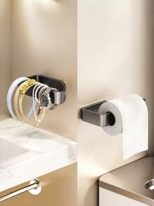 1pc Self-Adhesive No Drill Toilet Paper Holder - Freestanding & Wall Mounted Multifunctional Tissue Paper Rack For Bathroom & Kitchen - Multicolor - View 6