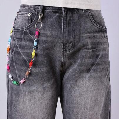 1 chiếc dây xích quần mùa xuân nhiều màu sắc mới, dây xích quần kim loại hai lớp thời trang ngọt ngào, dây xích quần mùa xuân Dopamine