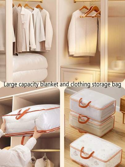 صندوق تخزين كبير السعة، قابل للطي، مناسب لتخزين الملابس الموسمية والملاءات، مزود بمقابض سميكة لتلبية احتياجات النقل المنزلي اليومية. صندوق تخزين منزلي كبير السعة، قابل للطي لتنظيم خزانة غرفة النوم، حقيبة تعبئة وتغليف الأمتعة، منظم ملابس مقاوم للماء والرطوبة.