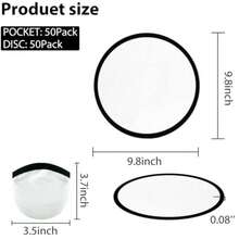 Foldable Flying Disc Fans Set with Bags 9.8 Inch Black Egde Fabric Beach Flying Disc for Wedding Gift Party Favors Outdoor Activity - Paquete de 50 blanco - Ver 3