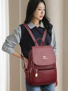 2026 NEW Women High Quality Leather Backpack Large Capacity School Shoulder Bags For Teen Girls Travel Backpack - Burgundy - View 10