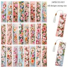 24 piezas Marcadores de libros con flores, papel de transferencia UV DTF que presenta esta exquisita colección incluye marcadores de libros únicos, marcadores de página decorativos coloridos, ideales para vacaciones, lectores de libros, marcadores de libros - Multicolor - Ver 1