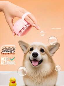 Bàn chải chải lông thú cưng bằng silicon màu hồng dễ thương: Dụng cụ nhỏ gọn loại bỏ lông chó và tạo bọt khi tắm - Nhẹ nhàng cho da thú cưng, lý tưởng để tắm tại nhà và chăm sóc lông hàng ngày. - Nhiều màu - Xem 3