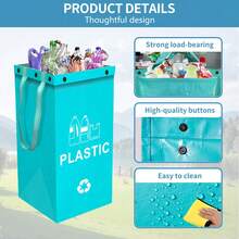 Bộ 3 thùng rác tái sử dụng bằng kim loại đánh bóng, thích hợp cho phòng ngủ, nhà bếp, văn phòng. - Xanh nhạt + Vàng + Xanh cỏ - Xem 5