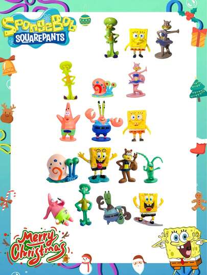 SpongeBob SquarePants 3/6/8件套卡通鱼缸水族箱装饰套装，迷你鱼缸景观装饰，营造节日派对氛围，送给朋友的完美派对装饰礼物，家居装饰