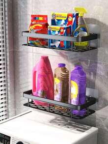 2 kệ đựng đồ dùng phòng tắm, giá để đồ trong phòng tắm, giá đựng đồ dùng nhà vệ sinh bằng thép không gỉ có giác hút, giá sắp xếp đồ dùng nhà vệ sinh, phụ kiện phòng tắm. - Nhiều màu - Xem 3