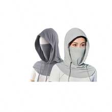 1件装男士半脸防晒面罩，全脸覆盖，冰丝透气围巾，夏季驾驶面罩，骑行面罩，颈套，带帽面罩 - 透气全脸骑行头盔，长款拉法帽，夏季防晒降温，滑雪面罩 - 彩色 - 查看 15