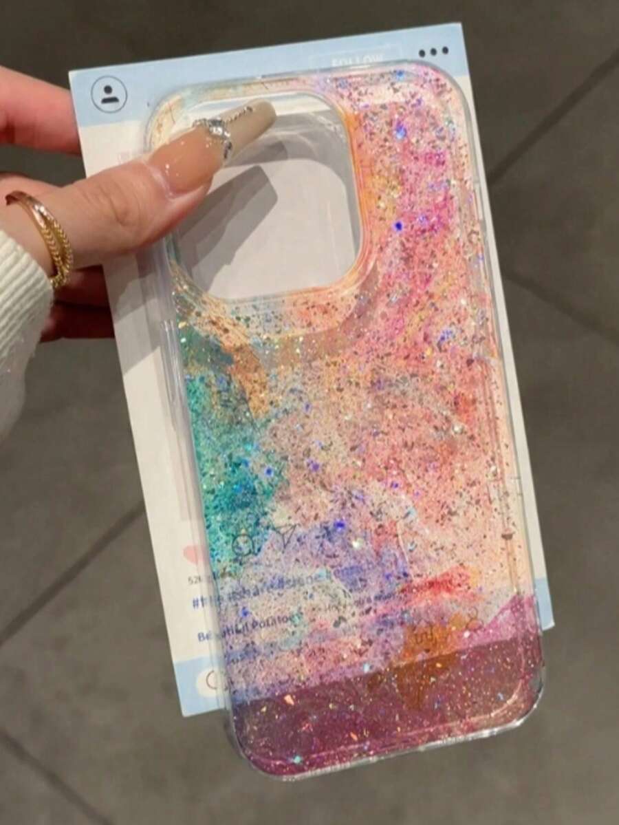 亮片钻石时尚透明闪光软壳，适用于 17/11/12/13/14/15/16/17 Pro Max/17 Pro/16 Plus/14 Pro Max，闪亮超薄 TPU 保护套 - 彩色 - 查看 1