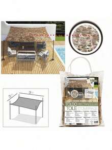 AURA DECO - Toldo Rectangular Camuflaje 2*3m, Vela de Sombra Transpirable con Protección UV, Toldo Exterior Impermeable para Jardín, Terraza, Patio y Camping - Caqui - Ver 3