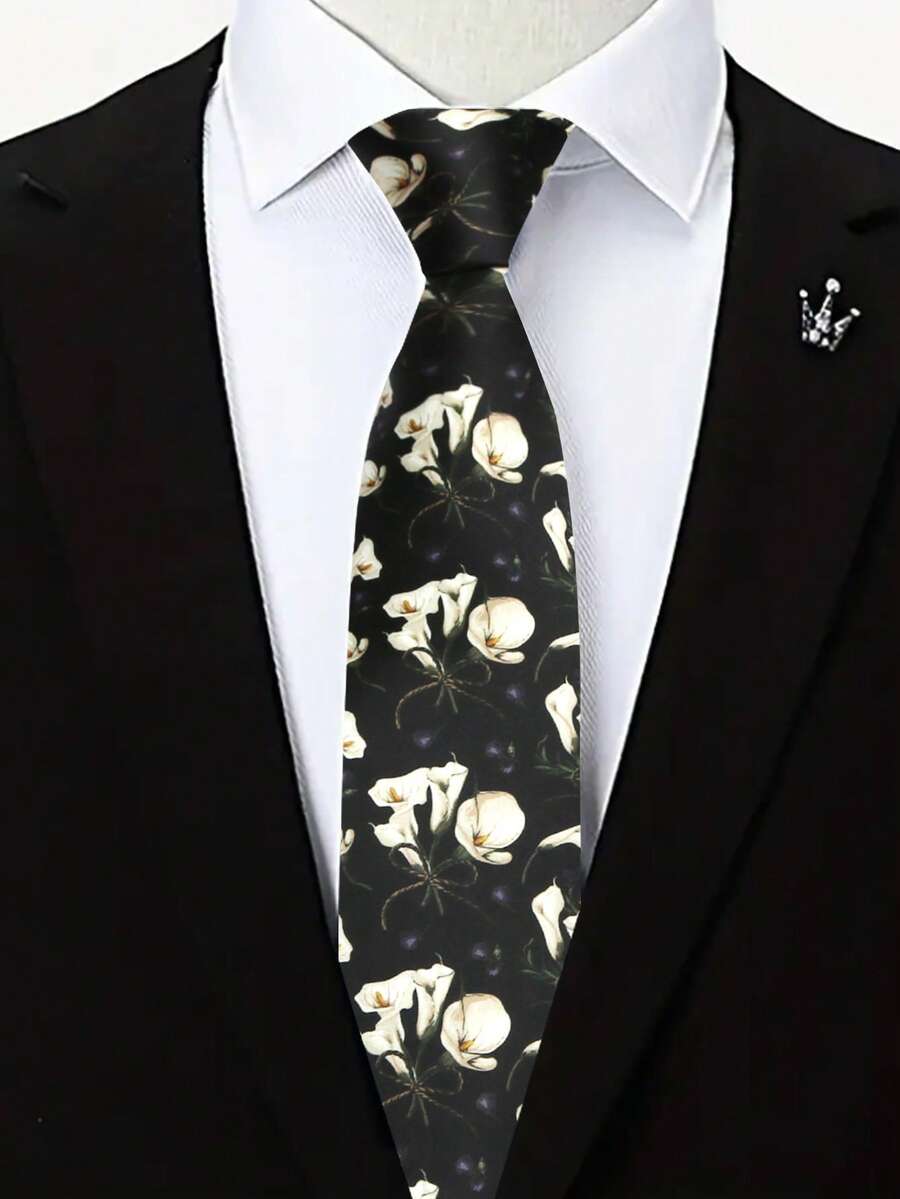 1pc Printed Handmade Unisex Necktie, Suitable For Casual, Business, Street, Daily Wear, And Parties - Multicolor - View 1