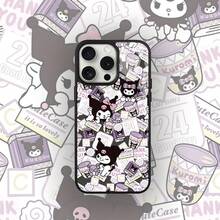 SANRIO 1pc New Acrylic Tri-Layer Shockproof Licensed Creative Pattern Phone Case, Thick Protective Cover Compatible With Apple 17 Pro Max/Air, 16, 11/12/13/14 Plus, XR, 7/8 Plus, 15 Pro Max - Black - View 1