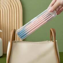 1/2/3pcs Multi Functional Transparent Plastic Storage Box, Moisture-Proof & Dustproof Makeup Brush Storage Box, Portable Cutlery Box, Travel Toothpaste Toothbrush Storage Container, Desktop Organizer, Suitable For Home, Office, Travel - Multicolor - View 11