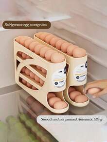 1 pieza Dispensador de huevos giratorio automático, Estante para huevos de 4 niveles que ahorra espacio y almacena 28 huevos, Soporte de almacenamiento de huevos de plástico para refrigerador, mostrador, gabinete de cocina - Multicolor - Ver 15