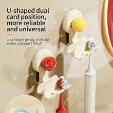 Giá đỡ bàn chải đánh răng bằng giác hút, giá treo tường phòng tắm không cần khoan, giá treo bàn chải đánh răng và kem đánh răng điện có lỗ thoát nước. - 1 cái - Xem 3