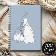 Cuaderno de espiral tamaño A5 para la novia, hecho de papel cuadriculado de alta calidad, lomo duradero, adecuado para el diario de preparación de la boda, recuerdo de la pareja recién casada, regalo nupcial y recuerdo de la boda - C - Ver 4