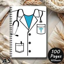 1pc Doctor's Lab Coat Themed Spiral Notebook | A5 Size, High-Quality Inner Pages With Lines, Suitable For Medical Students' Notes, Clinical Rotation Journals, Medical Professionals' Gifts, Durable Binding - E - View 6