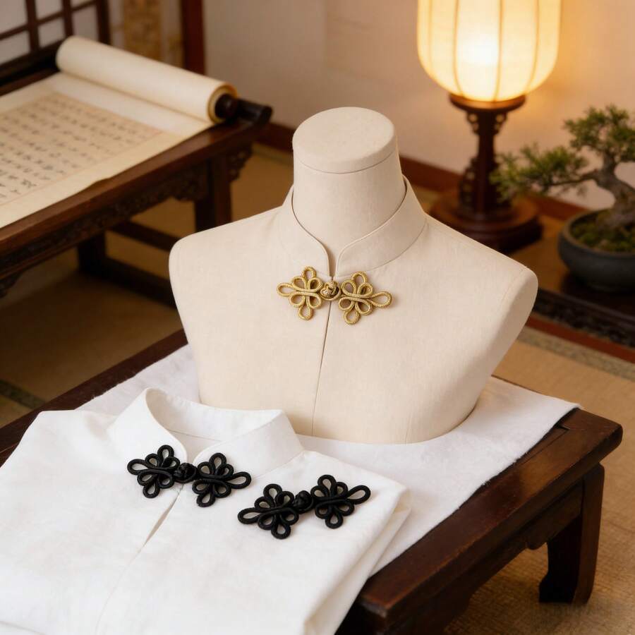 2 Pairs Of Gold Wire Dragonfly Chinese Cheongsam Button Buckle Vintage Handmade Button Knot Chinese Traditional Handmade Ornaments Handmade Curtain Buckle Clothes And Clothing Decoration - 2pcs - View 1