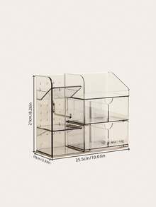 1 pieza Caja de almacenamiento transparente tipo cajón para borlas de maquillaje, almohadillas y perfumes, estante de exhibición de joyas y collares tipo tablero perforado - Multicolor - Ver 2